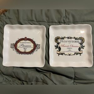 Set of two Italy Ceramica Cuore plates 7” Chianti Classico & Prosecco wines